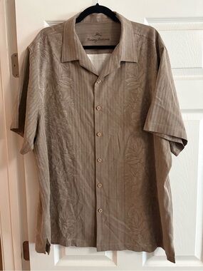 Tommy Bahama 100% silk button down short sleeve shirt tropical men's XXL